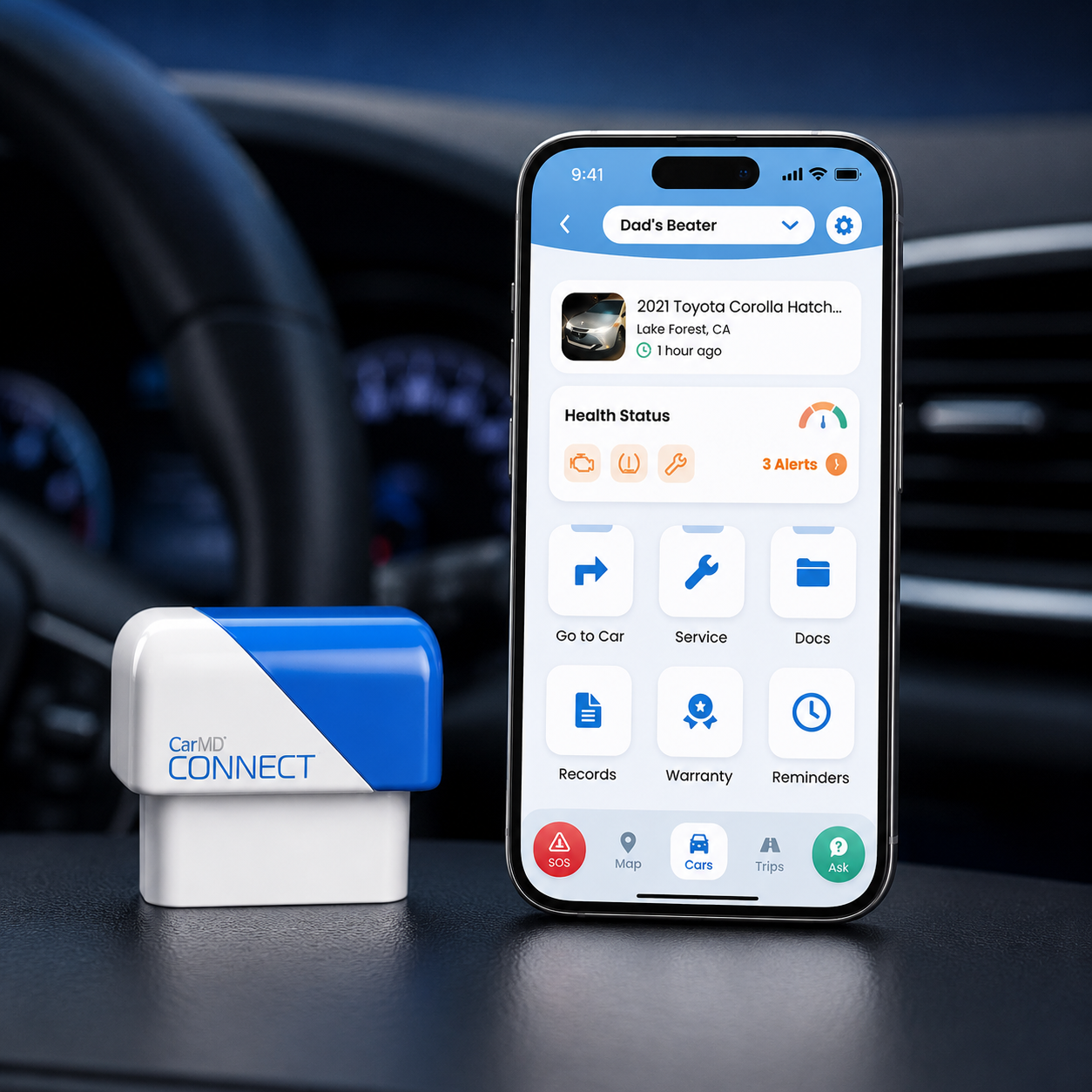 CarMD Connect All-in-One Vehicle Health Monitoring, Location Sharing and A.I. Auto Mechanic